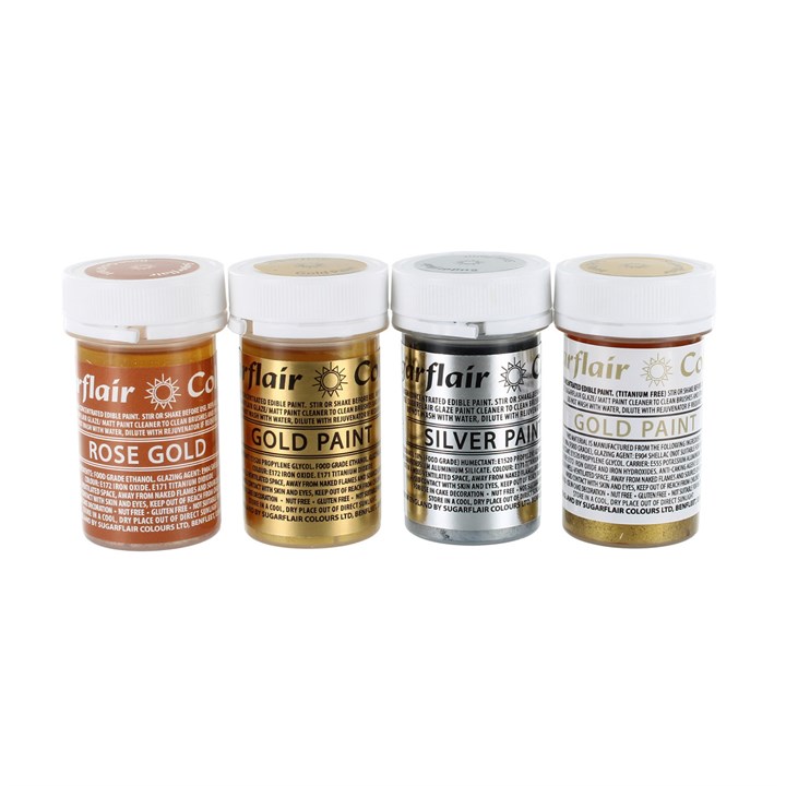 Sugarflair Metallic Paints Multipack 4 x 20g