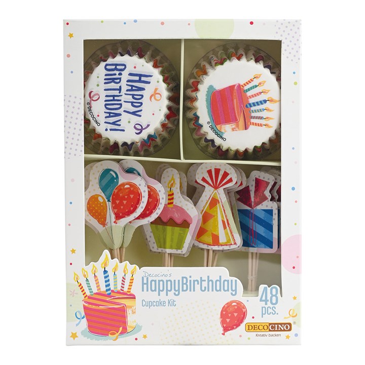 Cupcake Set - Happy Birthday (48 Pieces)