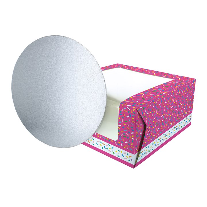 Sprinkles 10" Windowed Cake Box and 3mm Cake Card From Baked With Love