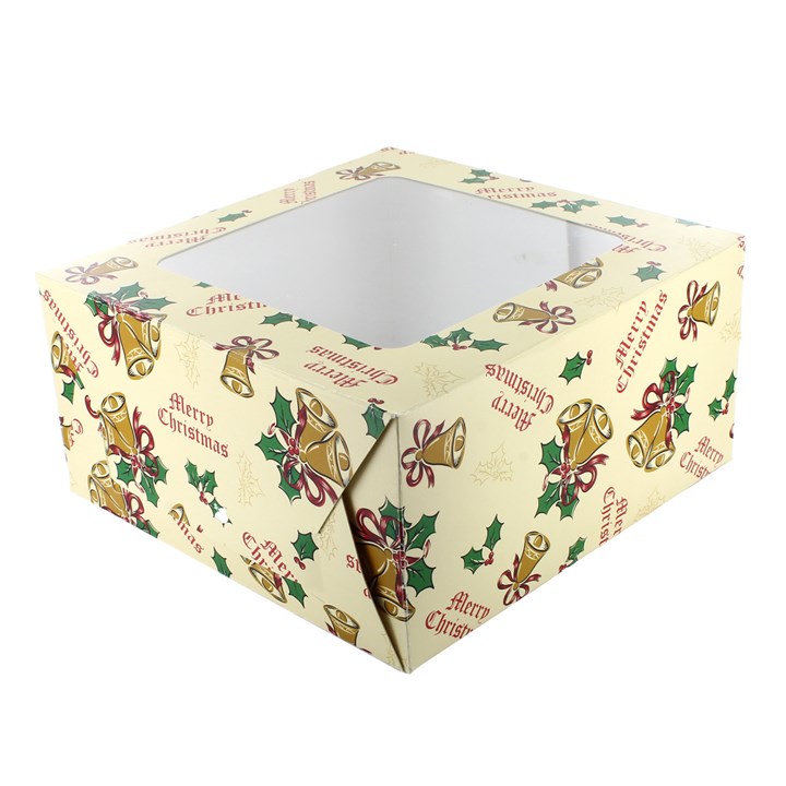 Vintage Bells Square Cake Box 203 x 101mm (8 x 4") Single