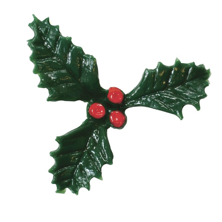 25mm Plastic Holly with Red Berry - Single