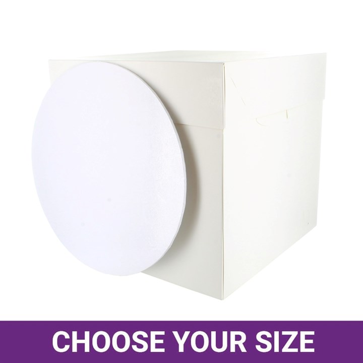 Tall White Cake Box & Round White Masonite Board Combo