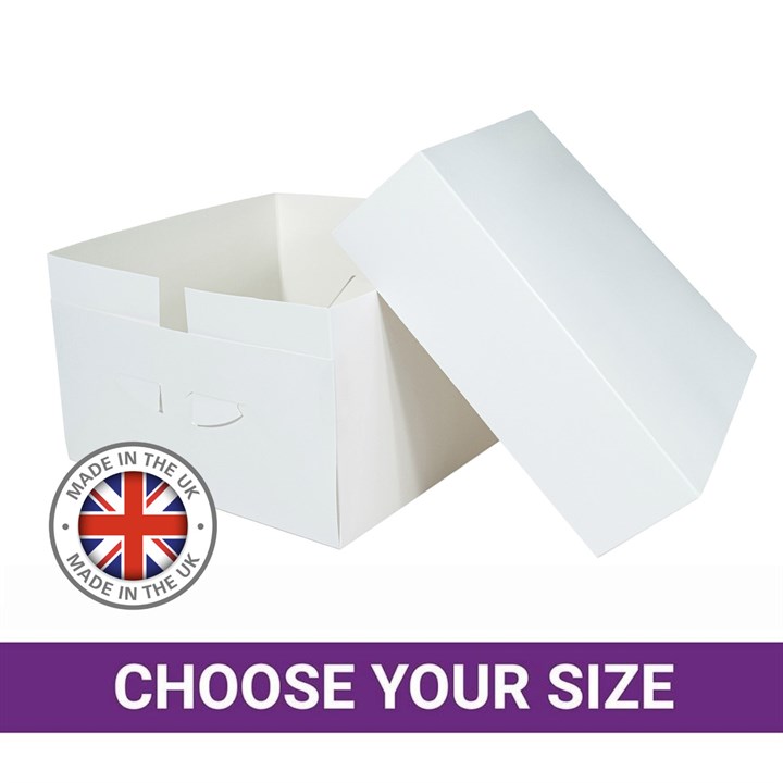 UK White Cake Box & Lid - Single