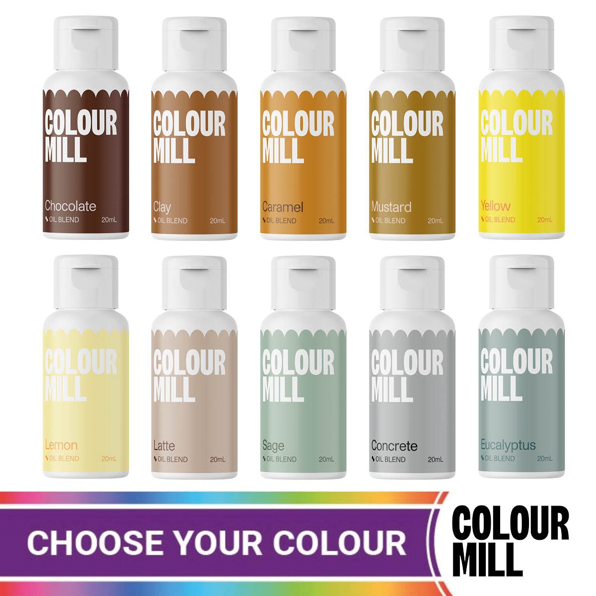 12x 20ml Colour Mill Oil Based Food Colouring - YOU CHOOSE